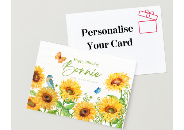 Personalised Ladies Birthday Cards with Beautiful Sunflower Designs