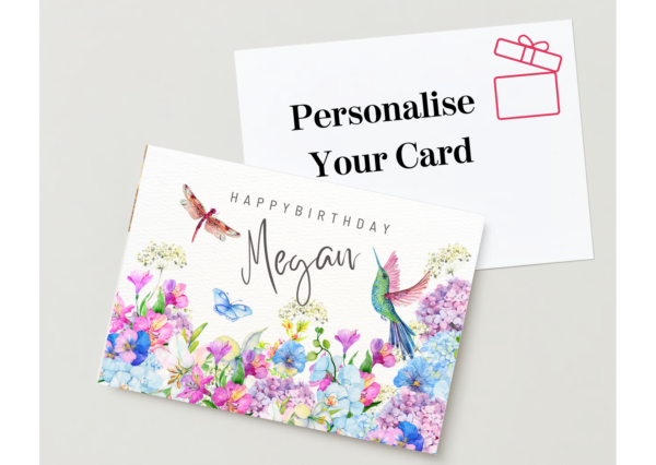 Personalised Ladies Birthday Cards with Kingfisher and Dragonfly Designs