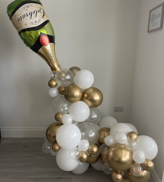 Champagne Bottle Balloon Marquee with Cascading Bubbles - Large Decor