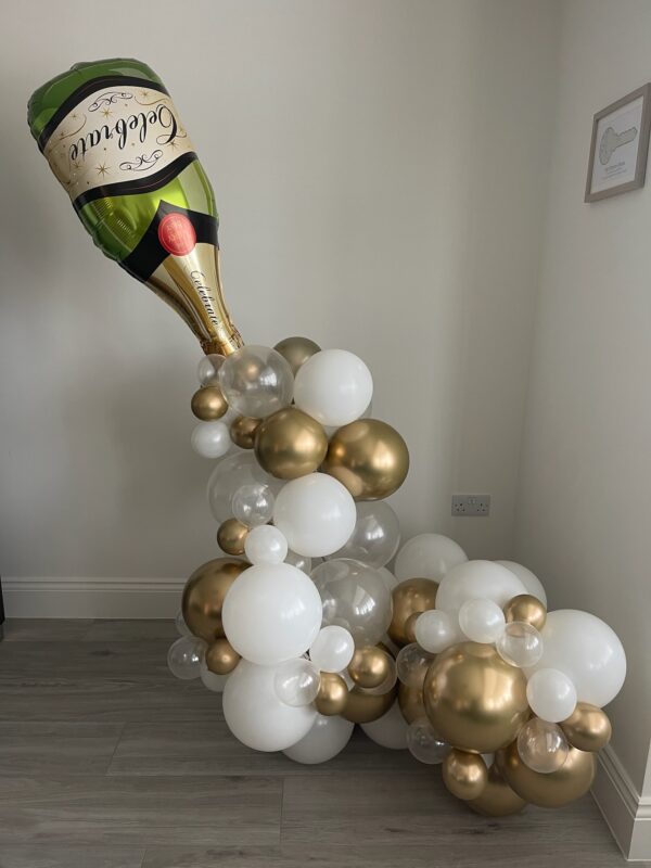 Champagne Bottle Balloon Marquee with Cascading Bubbles - Large Decor