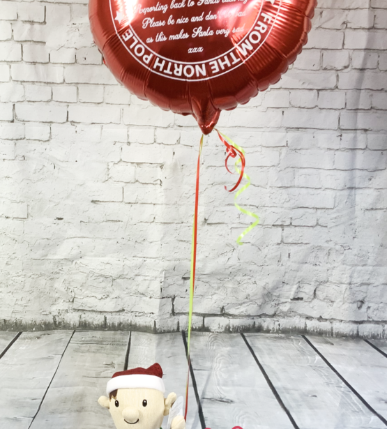 Personalised Single Helium Elf Arrival Balloon – Festive Christmas Decor