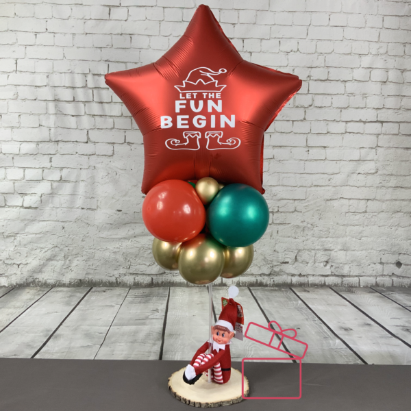 Elf on a Light-Up Balloon Base with Personalised Balloon and LED Wand